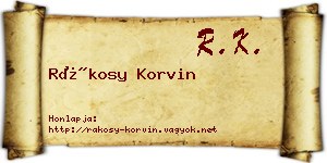 Rákosy Korvin névjegykártya